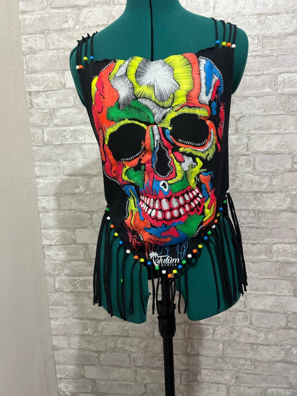Upcycled Y2K Beaded Swim Cover Tee Reworked One of a Kind